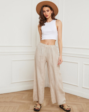 La Bohème - Pantalon 100% Lin Garibaldi beige M