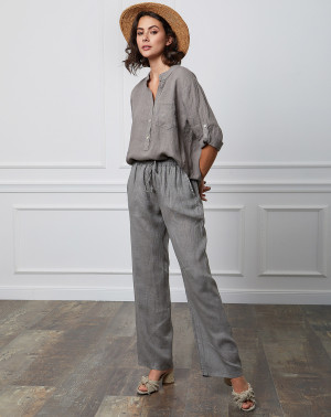 Joséfine - Pantalon 100% Lin Honas taupe XL
