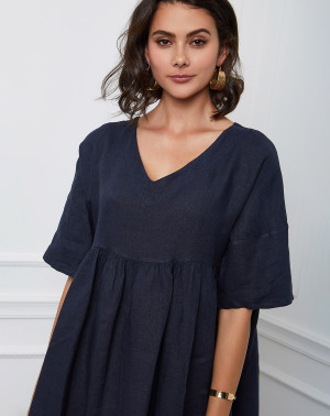 Joséfine - Robe 100% Lin Esty marine L