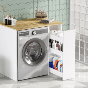 Wooden Art - Armoire de toilette chateigne/blanc - 93.5x88.3x60 cm OS
