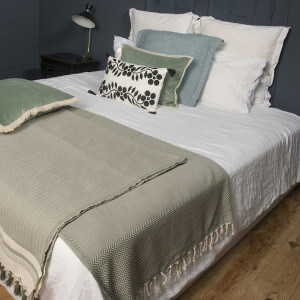 Febronie - Plaid en coton Oslo vert olive 160x250 cm
