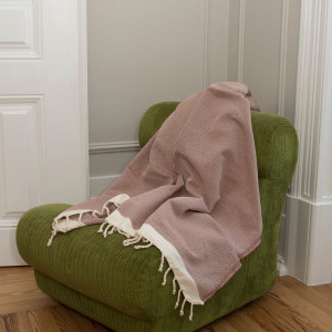 Febronie - Plaid en coton Courchevel rouge tomette 160x250 cm