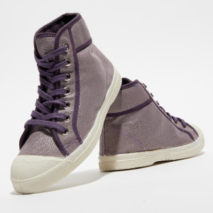 Bensimon - Tennis montantes Mid Shinny lacets gris argenté 34