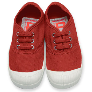 Bensimon - Tennis à lacets en Coton certifié Oeko-tex® rouges 23