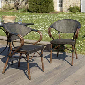 Macabane - 2 Chaises de jardin bistrot Vianney marron  - 60x59x71 cm OS