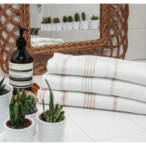 Febronie - Fouta Lurex Mykonos blanc/cuivre - 100x200 cm OS