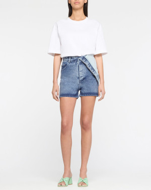 Y Project - Short en jean asymétrique Classic bleu délavé 29