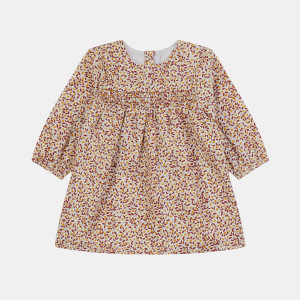 Cadet Rousselle - Robe à smocks en coton bio Octavia Aop écru/multicolore T.1M