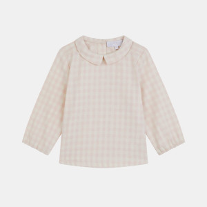 Cadet Rousselle - Chemise en coton Odila vichy écru/rose 12 M