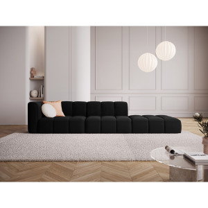 Maison Héritage - Canapé Modulable droit en Velours Adams 4 Places noir - 293x96x70 cm OS