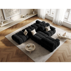 Milo Casa - Pouf en Velours Tropea noir - 94x94x39 cm OS