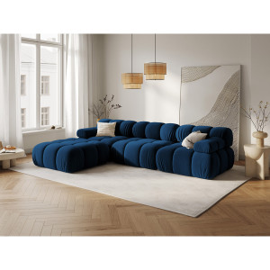 Milo Casa - Canapé Modulaire Velours Tropea 4 Places bleu roi - 282x188x63 cm OS