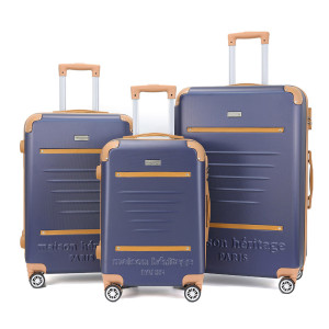 Maison Héritage - 3 Valises 4 roues doubles Trocadéro 55/65/75 cm bleu marine OS