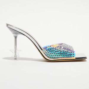 Mach & Mach - Mules à Strass argentées - Talon 9 cm 36
