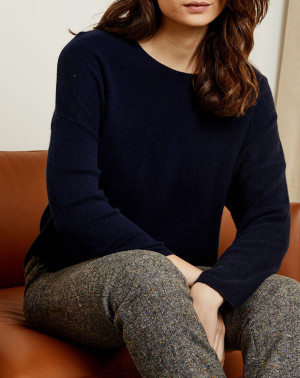 Miss Cashmere - Pull en Laine & Cachemire Clémence Col rond bleu marine S