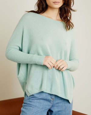 Miss Cashmere - Pull poncho 100% Cachemire Elisabeth Col rond amande T.M/L