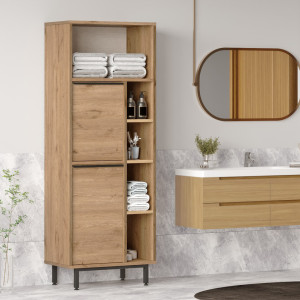 Hermia Concept - Armoire de salle de bains noyer -  74.8x161.6x35.5 cm OS