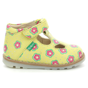 Kickers - Salomés en Cuir Nonocchi jaune/flower 24