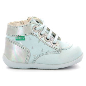 Kickers - Bottillons en Cuir Bonzip-2 bleu clair/plumetis 27