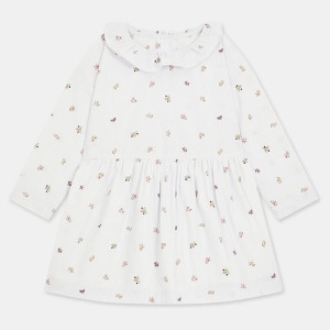 Cadet Rousselle - Robe en Coton Bio Alousana bis rayures bleu/écru 12 M