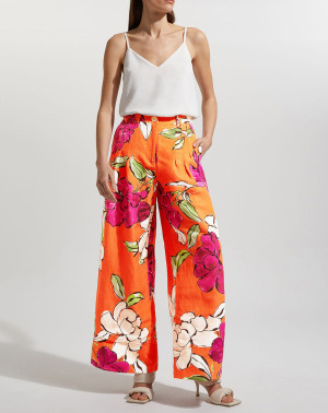 Aje - Pantalon en Lin & Rayon Dazzling Floral orange TFR.32/TAU.4