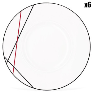 Fauchon - 6 Assiettes plates en Porcelaine Bistrot chef blanches -  D.29 cm OS