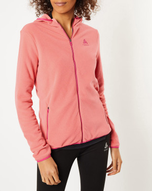 Odlo - Sweat zippé à capuche Roy saumon XS