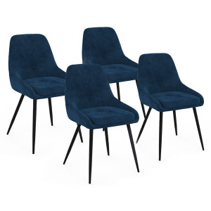 Idomya - 4 Chaises Olivia pieds métal bleu canard - 47.5x54x79 cm OS