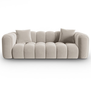 CXL by Christian Lacroix - Canapé Velours Clotilde 3 Places beige clair - 242x94x70 cm OS