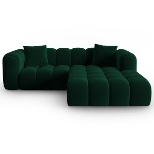 CXL by Christian Lacroix - Canapé d'angle droit Modulaire Velours Clotilde 3 Places vert bouteille - 177x228x70 cm OS