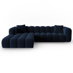 CXL by Christian Lacroix - Canapé d'angle gauche Modulaire Velours Clotilde 4 Places bleu roi - 288x177x70 cm OS