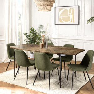 Macabane - Table à manger bords concaves bois recyclé Kiara bois - 200x100x78 cm OS