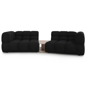 Cosmopolitan Design - Canapé Modulaire Velours Sky 2 Places noir - 280x148x75 cm OS