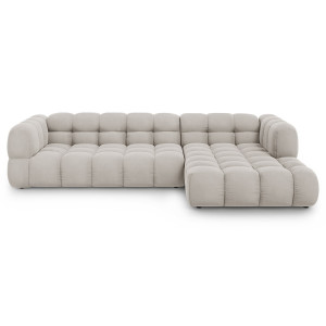 Cosmopolitan Design - Canapé angle droit Modulaire Velours Sky 4 Places ivoire - 300x162x75 cm OS