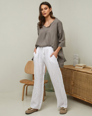La Compagnie du Lin - Pantalon 100% Lin Garancel blanc L