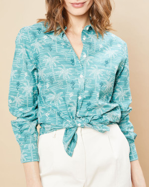 Hartford - Chemise Century imprimée bleu lagon/blanc 0