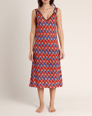 Admas - Robe sans manches ethnique orange S