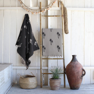 Febronie - Fouta reversible Palmier noir - 100x200 cm OS