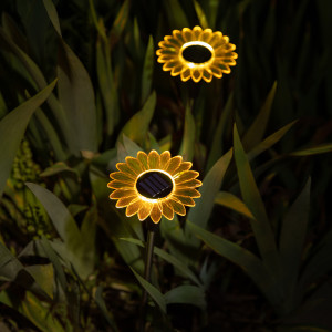 Galix - Décoration à énergie solaire Tournesol noir/jaune - 44/37.5xD.11.3 cm OS