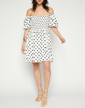 Faithfull the Brand - Robe mini Ilaria à pois noir/blanc M