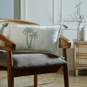 Febronie - Housse de coussin Oasis bleu glacier 50x30 cm