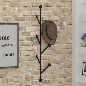 Wooden Art - Porte-manteau mural Ponpon noir - 22x94x5 cm OS