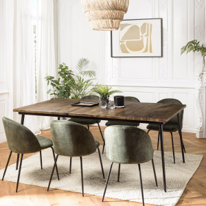 Macabane - Table à manger rectangulaire bois recyclé kiara marron - 200x100x78 cm OS