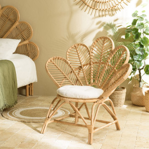 Macabane - Fauteuil rotin coussin d'assise kally miel - 105x75x99.5 cm OS