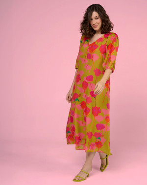Made in Sens - Robe longue Riage Jourdete rose 52