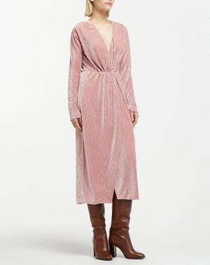Forte forte - Robe en Velours Crossed Midi rose clair 2