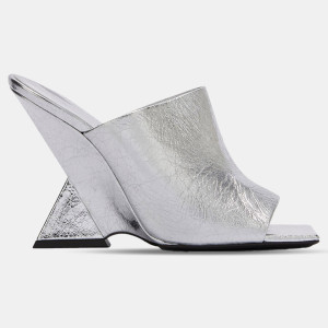 Attico - Mules en Cuir Cheope argentées - Talon 10.5 cm 39
