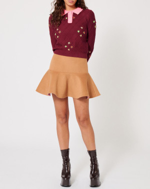 Manoush - Jupe en Laine mélangée Gabardine camel 42