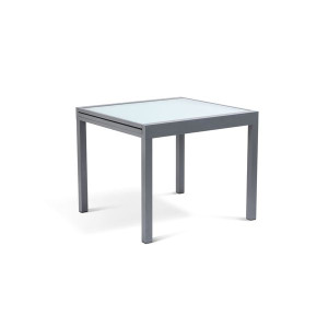 Pratik Garden - Table extensible en verre trempé grise - 90/180x90x73 cm OS