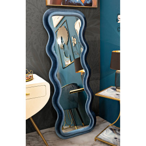 Mauro Ferretti - Miroir mural emily velours bleu - 60x6x160 cm OS